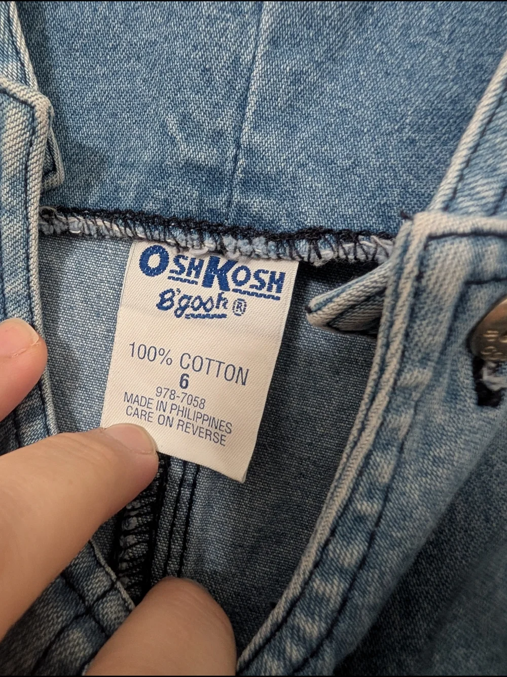 Vintage OshKosh B'gosh Denim Jumper Dress Girls 6 Blue Jean Pockets 90s